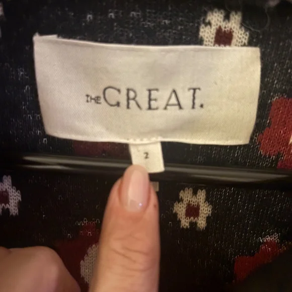 THE GREAT. The Countryside Pullover in Navy Geo Daisy 2/M - Picture 5 of 6